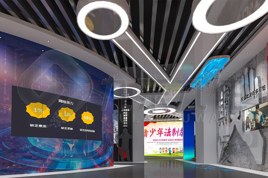普法宣傳基地，普法示范平臺建設，公安局普法教育平臺設計圖片，展廳設計，多媒體設備，沉浸式體驗