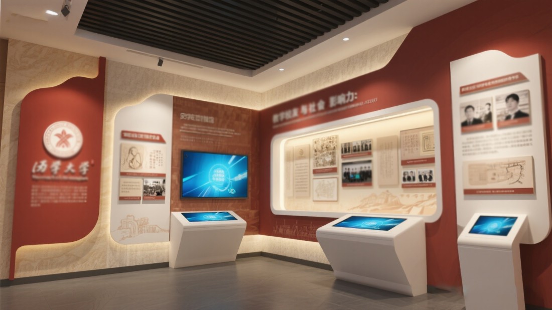 校史館平面圖和效果圖，校史館