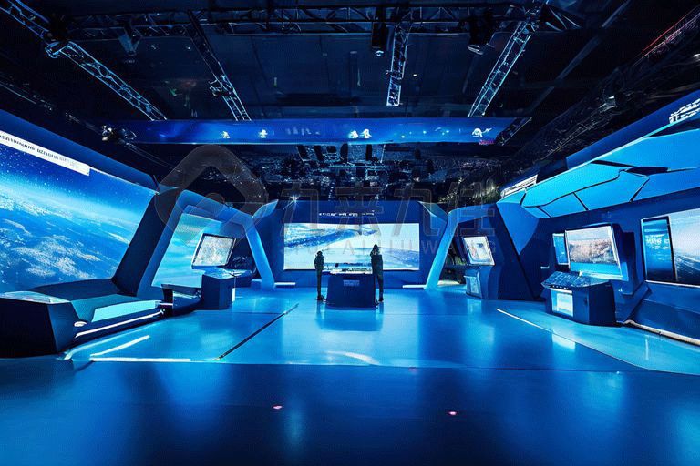 區(qū)人武部國防教育基地設計效果圖，高科技國防教育館方案，多媒體國防教育展廳設計公司